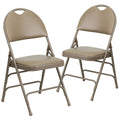 Beige Vinyl Metal Folding Chair T4535
