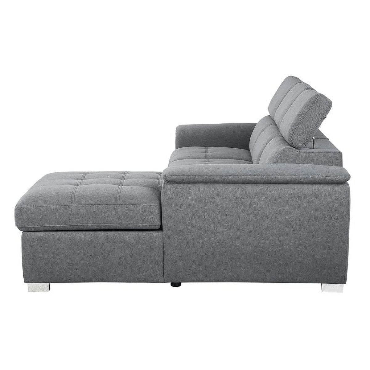 Gray 2-Piece Fabric Sectional with Pull-Out Bed K4498