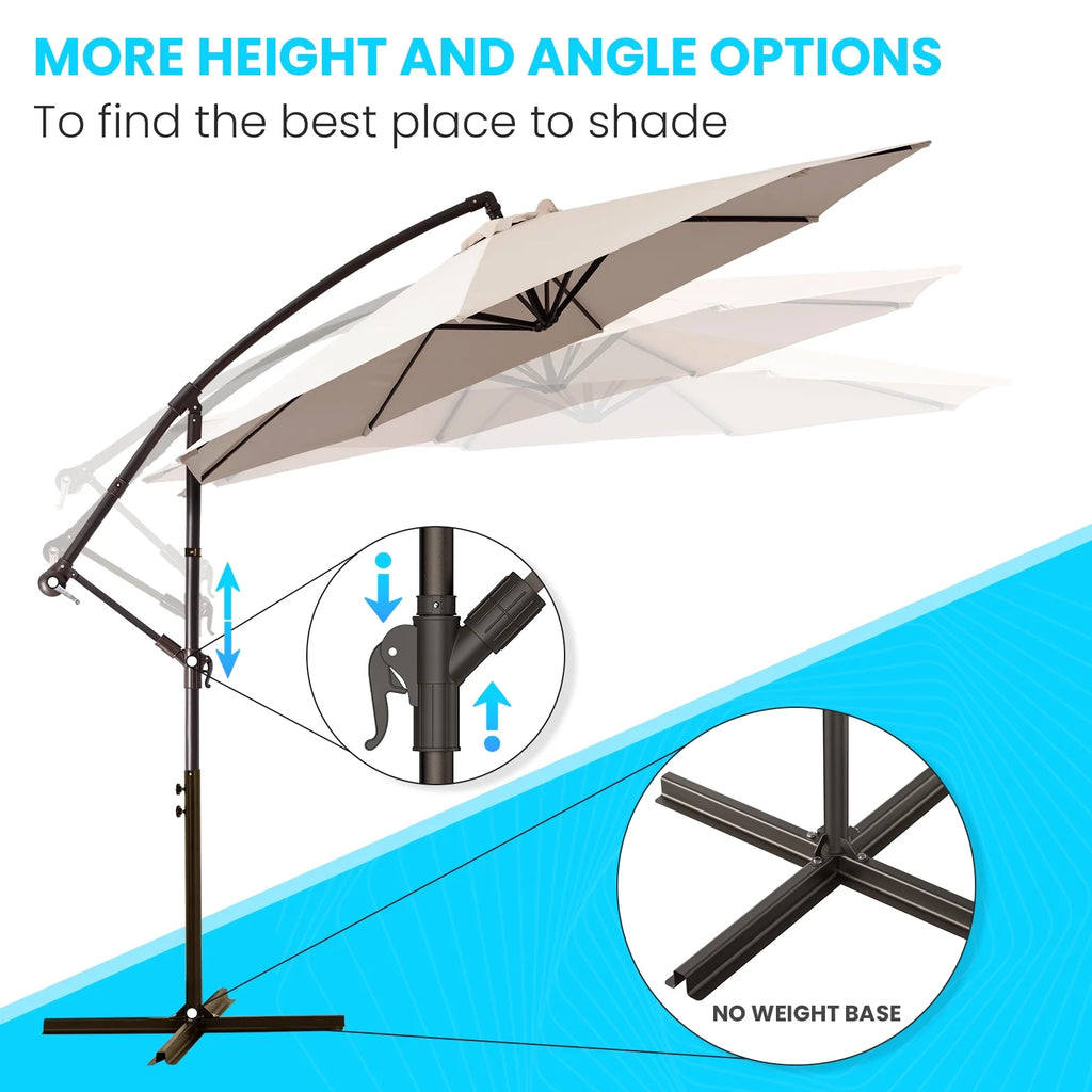 10' Outdoor Hanging Offset Cantilever Umbrella Q870