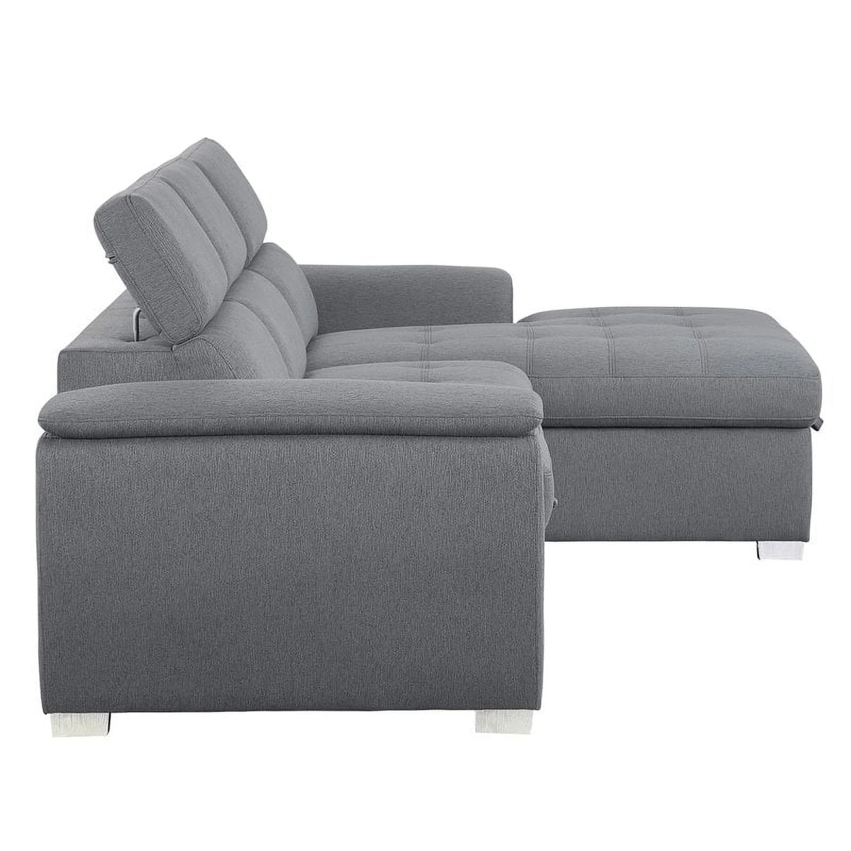 Gray 2-Piece Fabric Sectional with Pull-Out Bed K4498