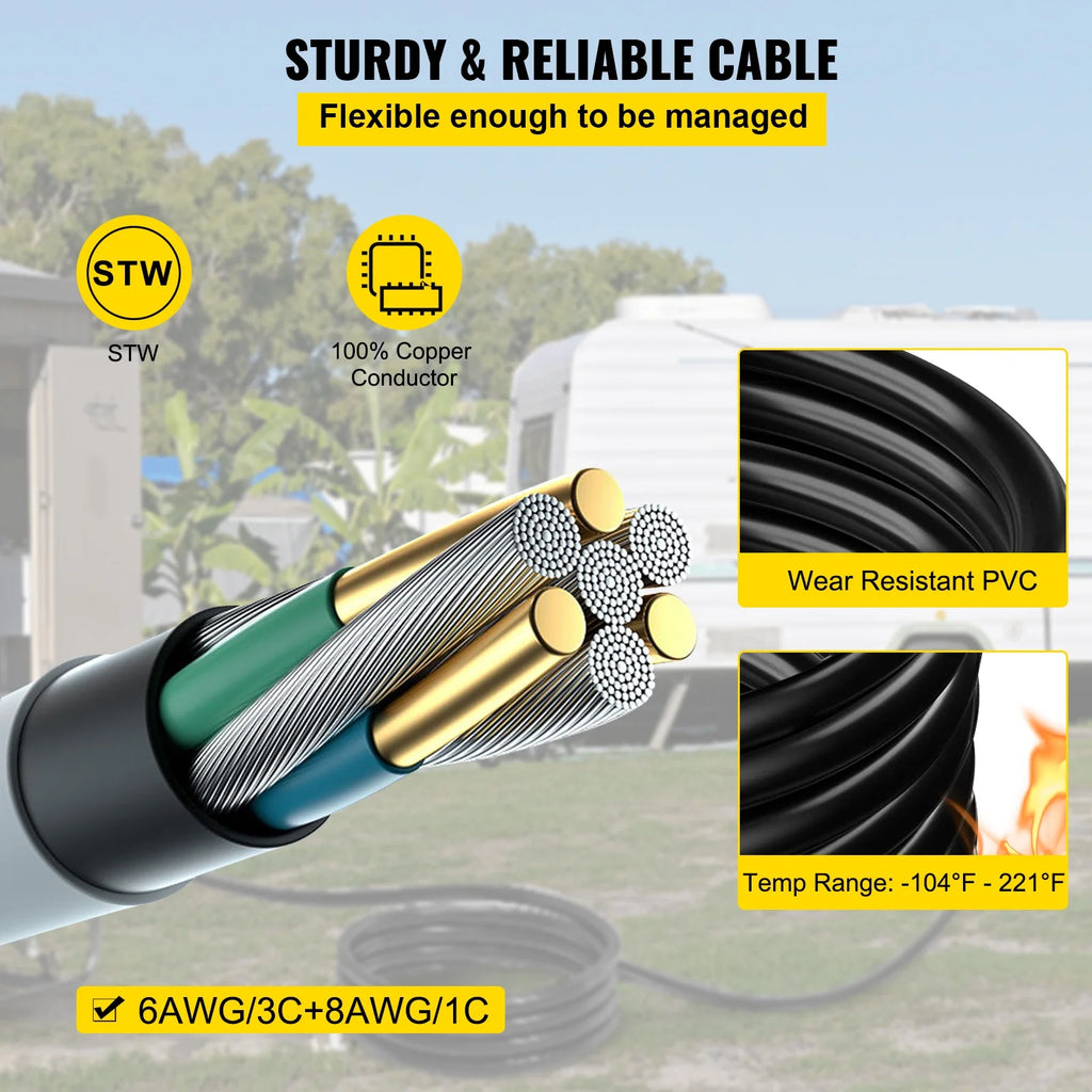 25FT Generator Power Cord 50-Amp 125/250-volt 14-50P to CS6364 Locking Connector T376