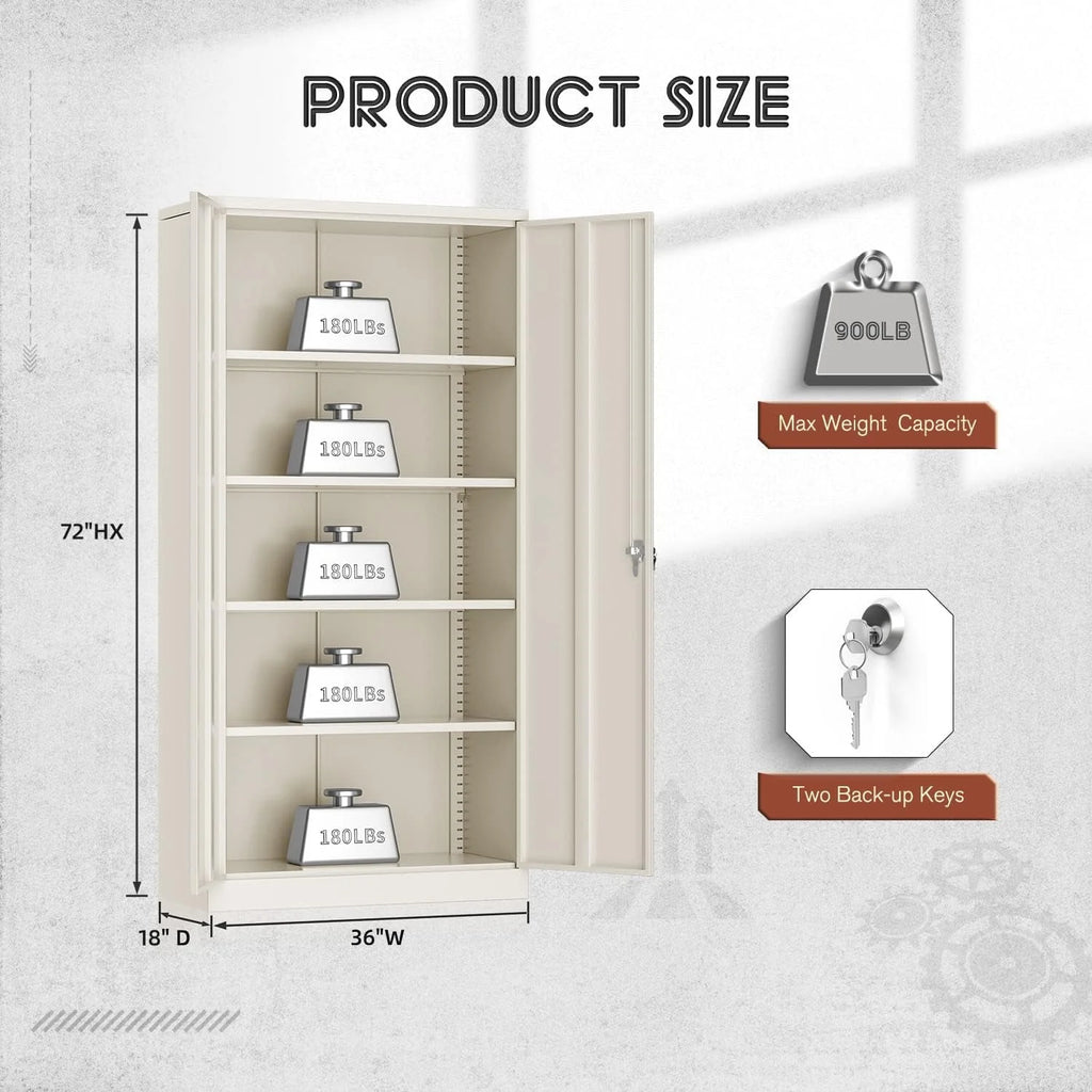 Black Metal Storage Cabinet with Locking Doors and Adjustable Shelves O92470