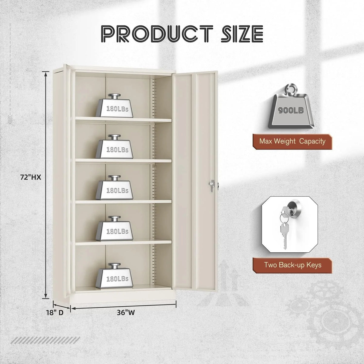 Black Metal Storage Cabinet with Locking Doors and Adjustable Shelves O92470