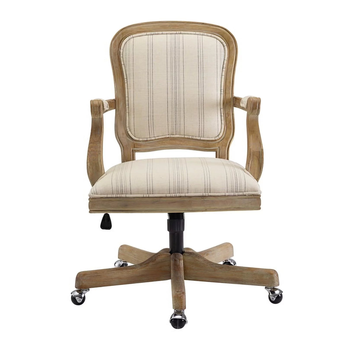 Beige Stripe Upholstered Office Chair with Wheels G53903