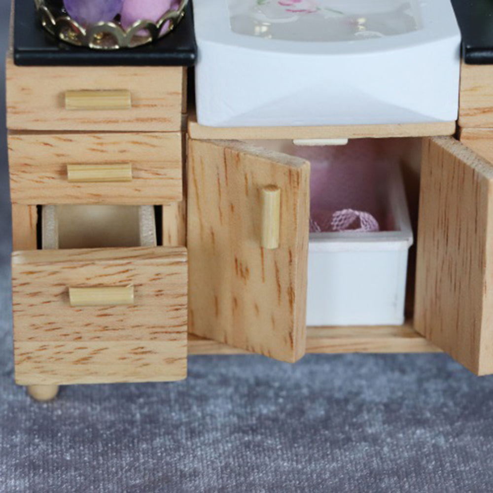 1:12 Wooden Sink Unit Cabinet Dollhouse Miniature Furniture O33718