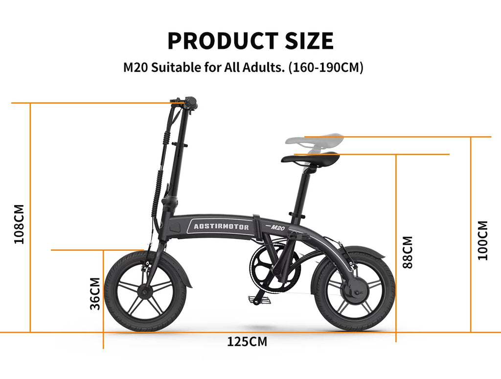14 Electric Bike, 350W 7.5Ah/36V Lightweight Folding Electric Bicycles (White) V7425