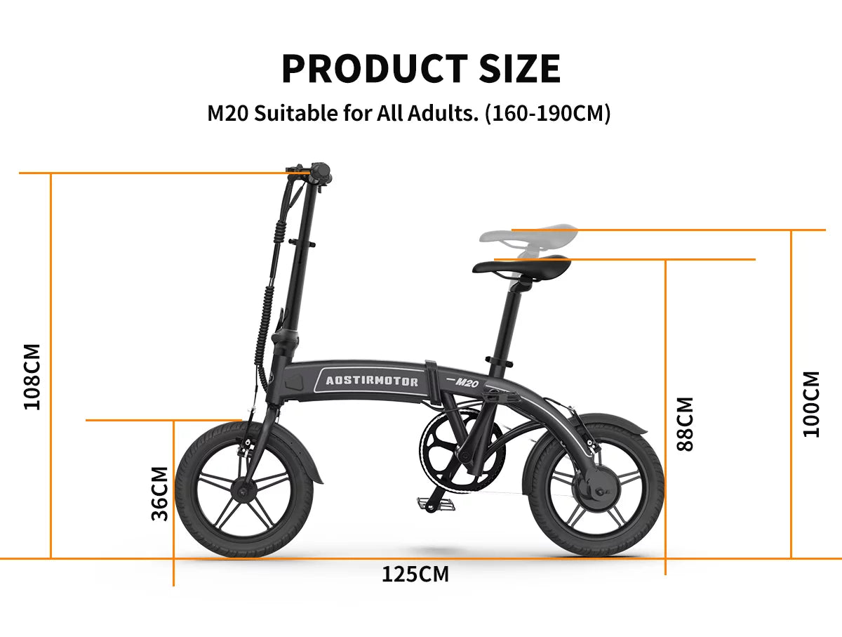 14 Electric Bike, 350W 7.5Ah/36V Lightweight Folding Electric Bicycles (White) V7425