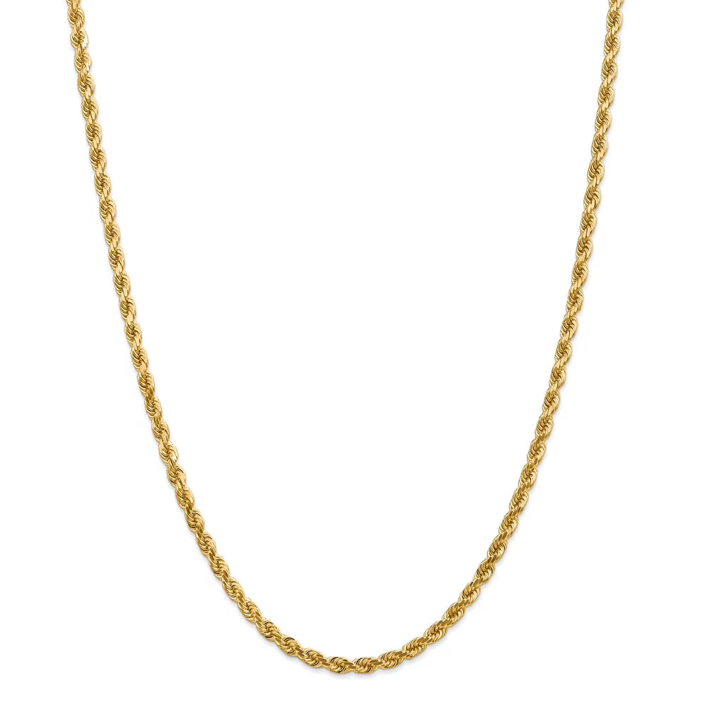 14kt Yellow Gold 4mm Diamond Cut Rope Chain with Lobster Clasp; 30 inch T92720