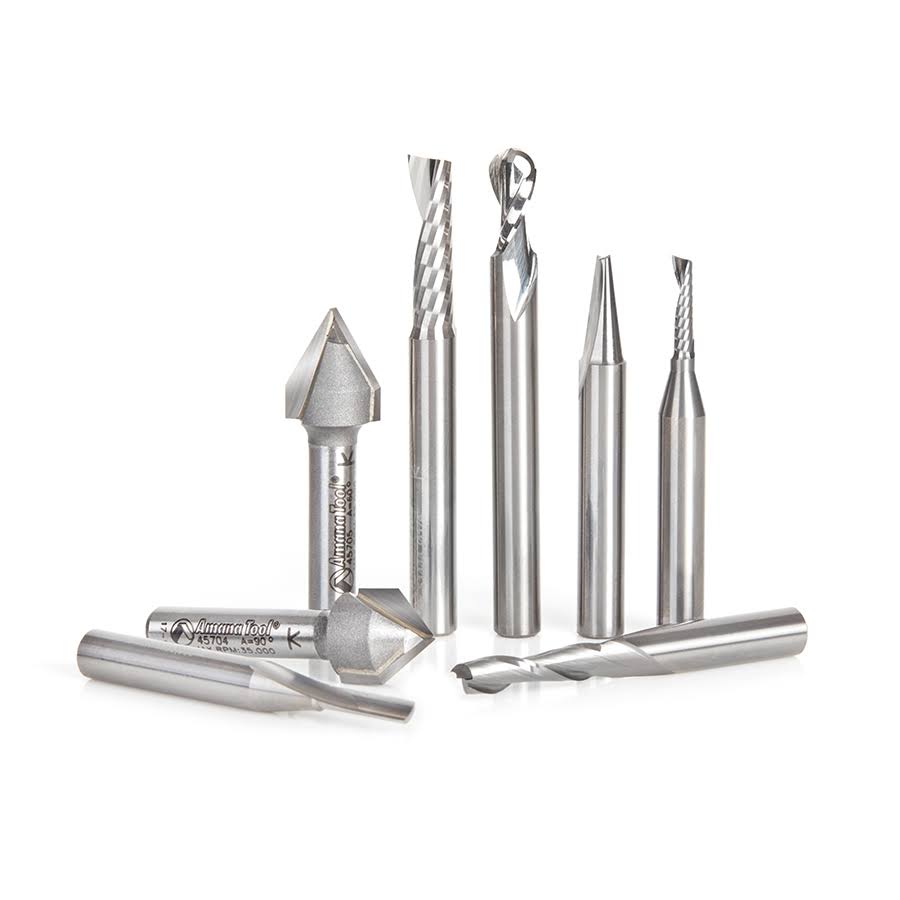 8-Pc CNC Router Bit Collection 1/4x22 Q775