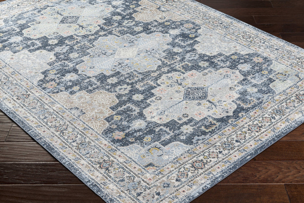 Washable Dark Blue Area Rug 8x10 B32504