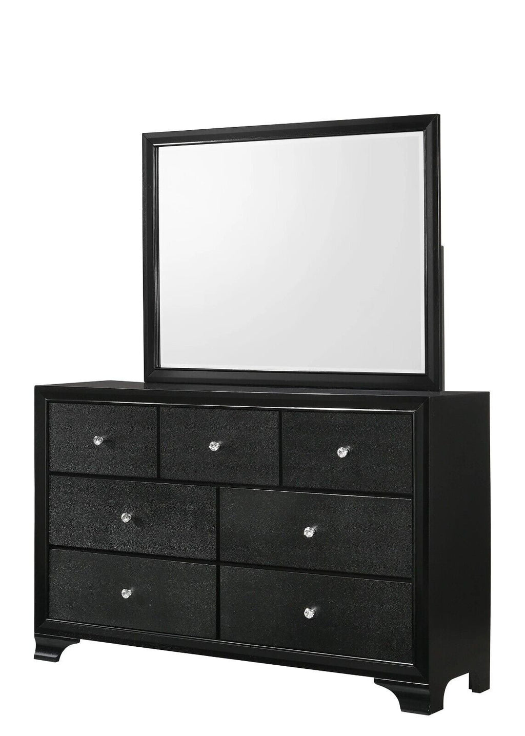 King Size Upholstery LED Bed Dresser Mirror Nightstand Set I9133