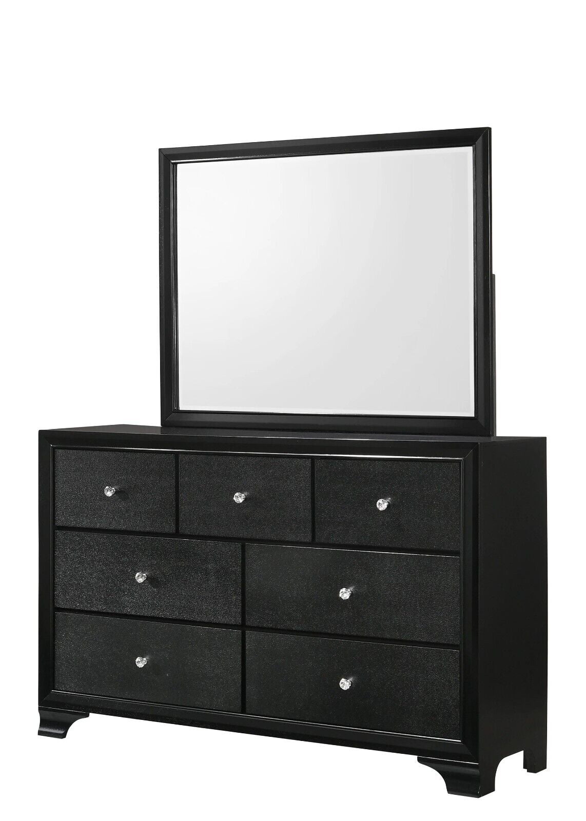 King Size Upholstery LED Bed Dresser Mirror Nightstand Set I9133