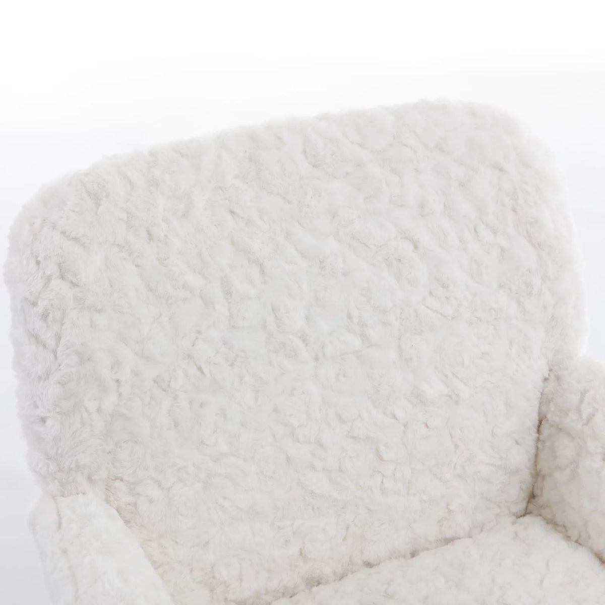 Beige Faux Rabbit Hair Office Chair with Adjustable Swivel G23584