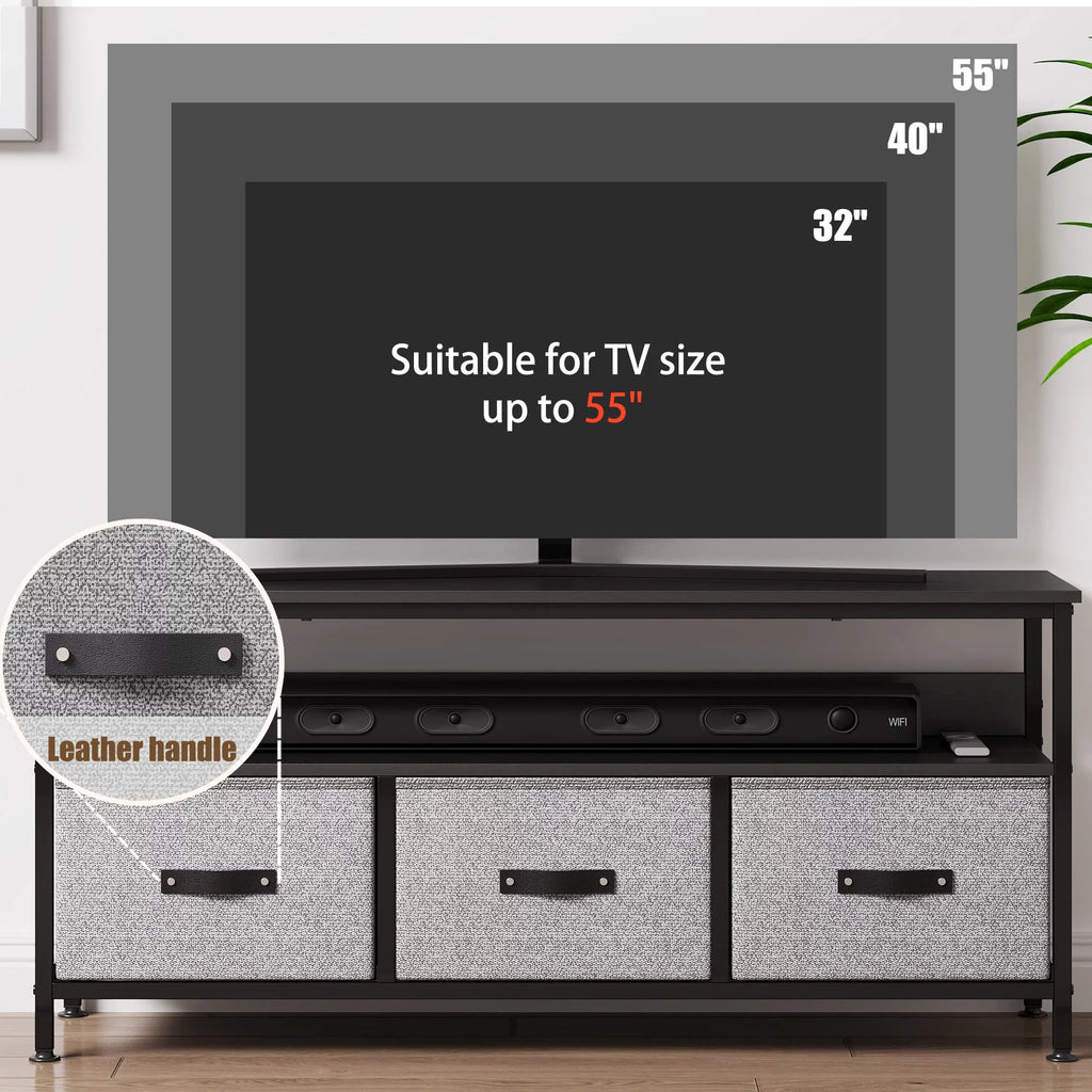 Grey Dresser TV Stand with Drawers and Shelves X9169