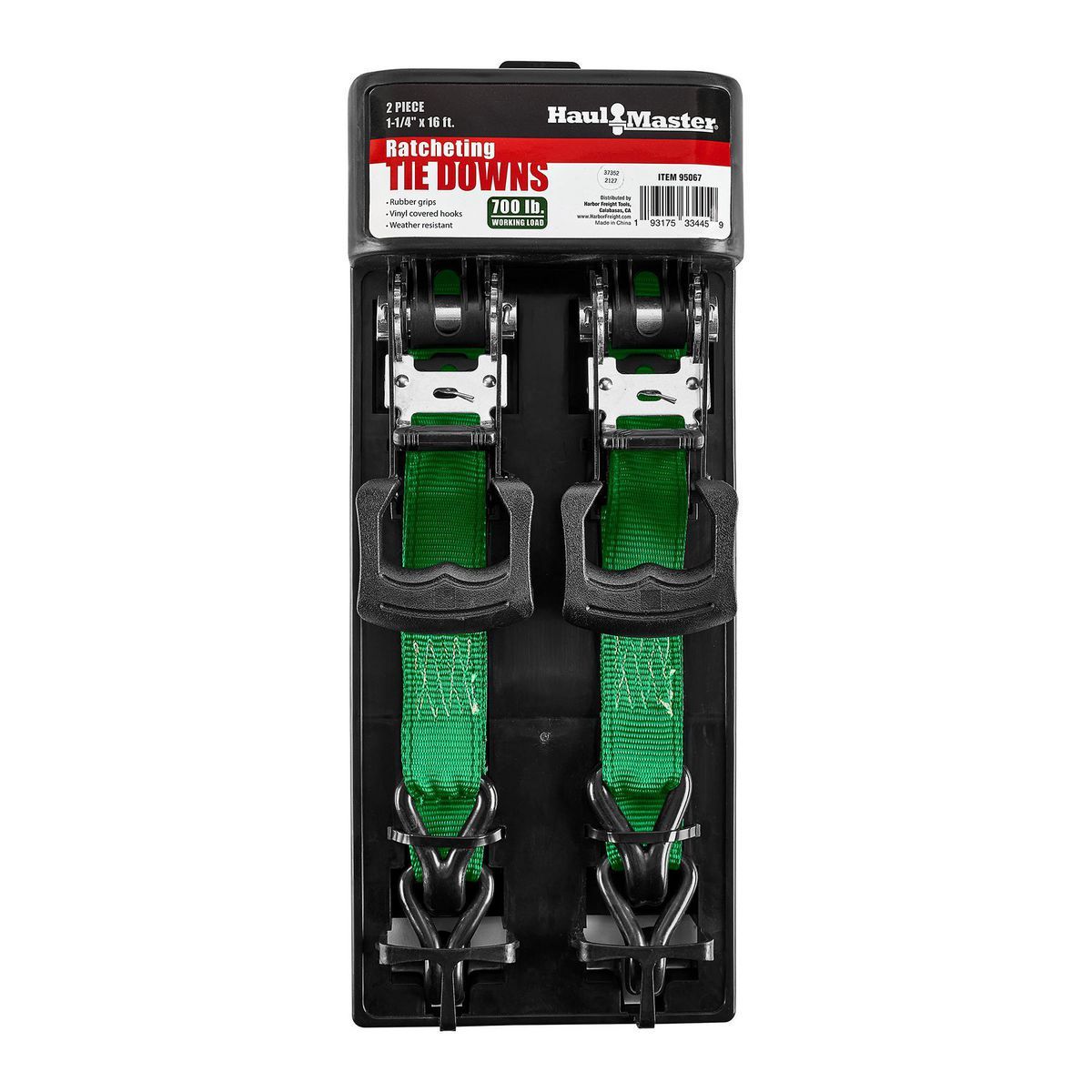 700 lb. Capacity 1-1/4 in. x 16 ft. Ratcheting Tie-Downs 2-Pack D689
