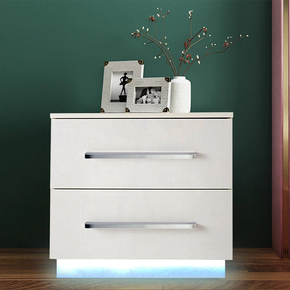 Modern High Gloss 2 Drawer Nightstand X848