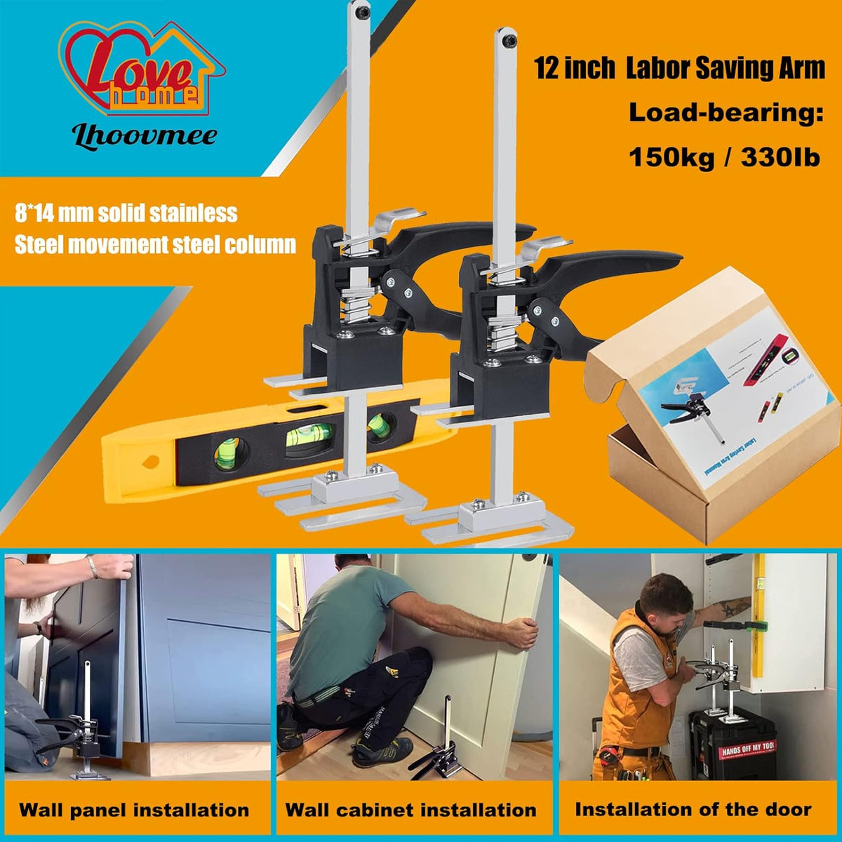 Arm Jack 2 Pack, 12 Inch Lever Arm Lifter with Level Ruler, Hand Jack Lift Tool G350