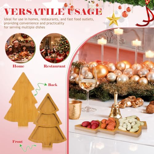 2Pcs Christmas Tree Shaped Wooden Serving Platters P88315