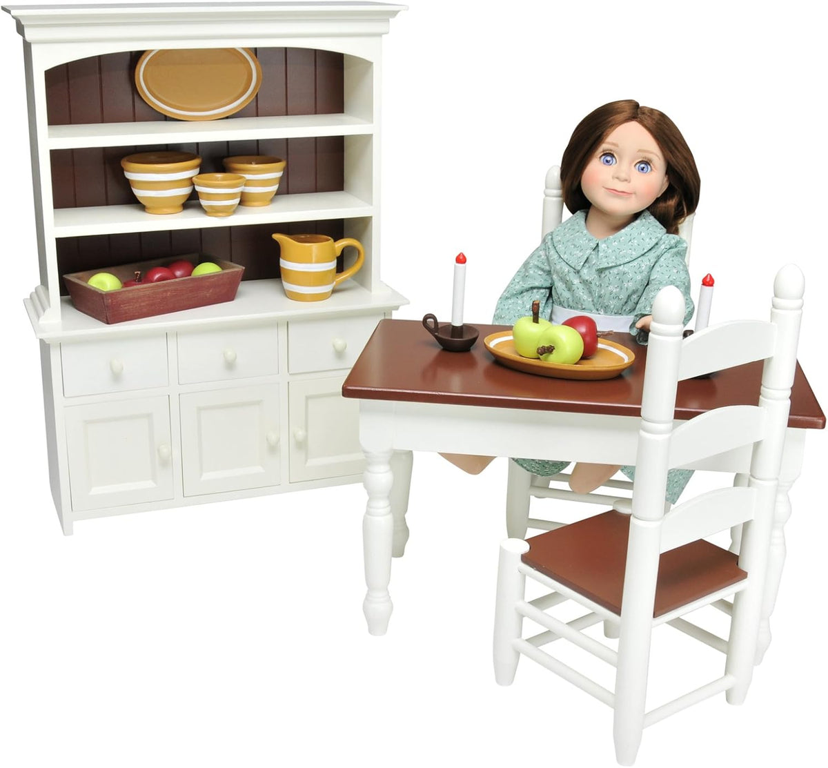 18 Inch Doll Furniture Wooden Kitchen Table and Two Chairs W44050