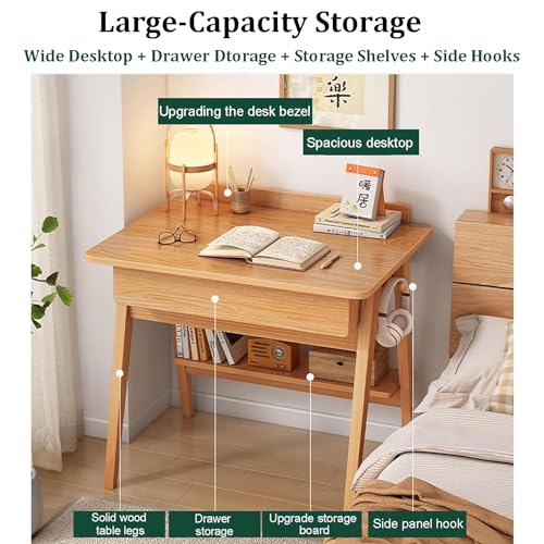Walnut Wood Writing Desk with Drawers and Storage Shelves K418757
