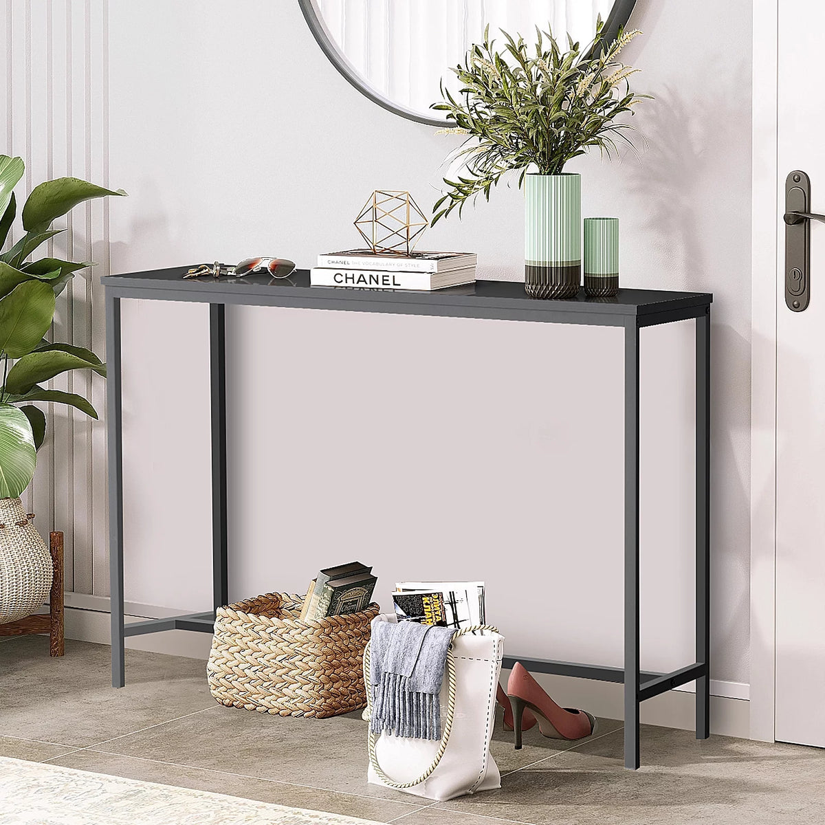 Modern Console Sofa Table Black Oak C378591