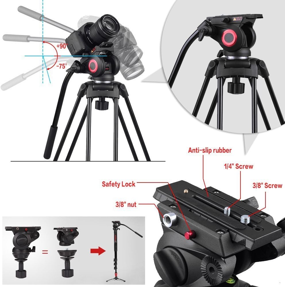 Heavy Duty Aluminum Video Tripod with Camera Stand N6941