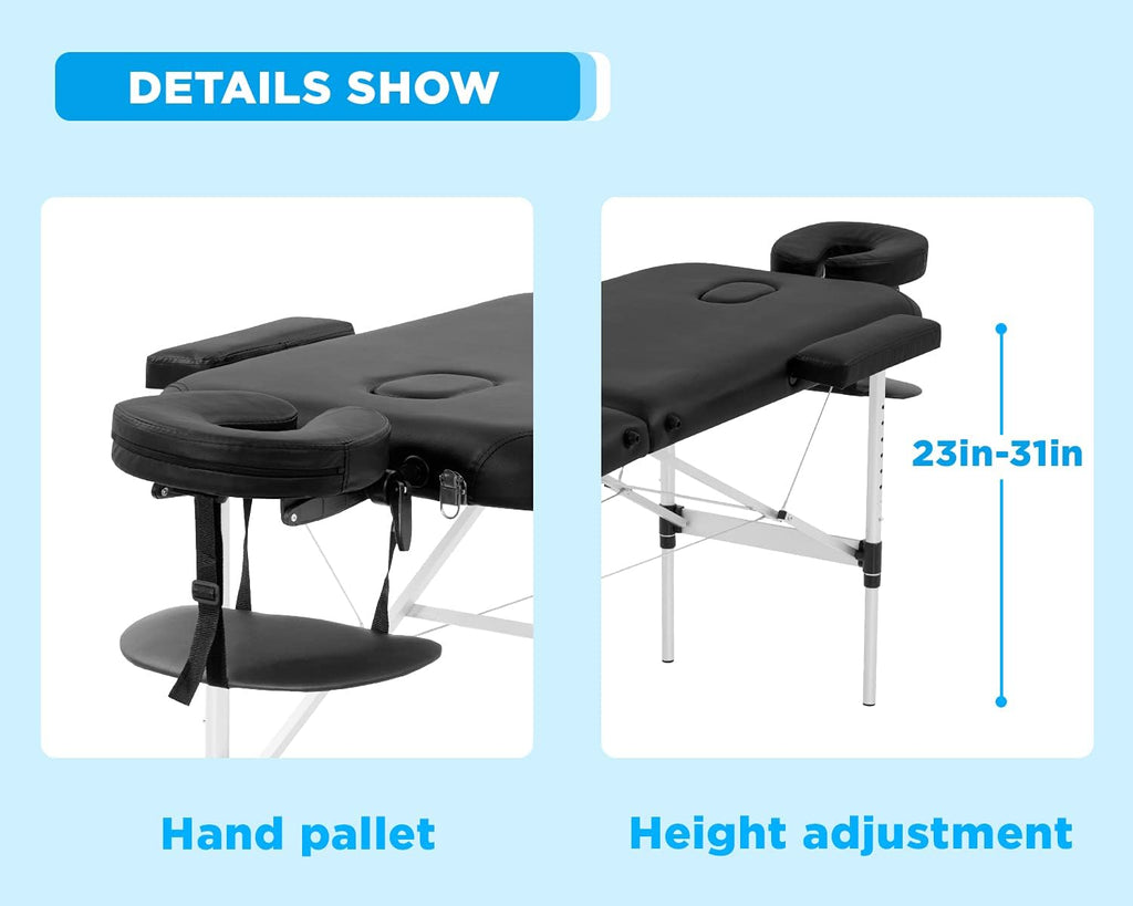 Portable 3 Folding Massage Table with Carry Case C50568