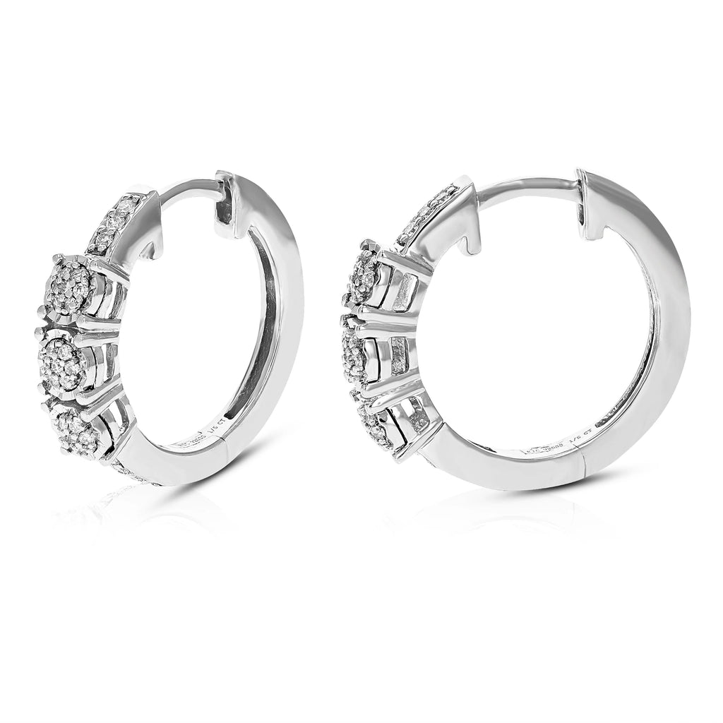 1/5 CTTW Lab Grown Diamond Hoop Earrings 925 Sterling Silver B933