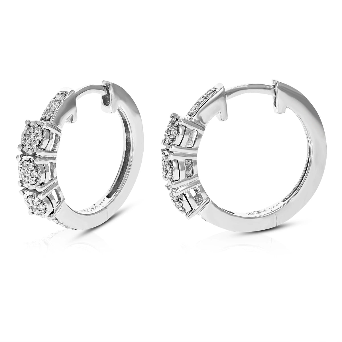 1/5 CTTW Lab Grown Diamond Hoop Earrings 925 Sterling Silver B933