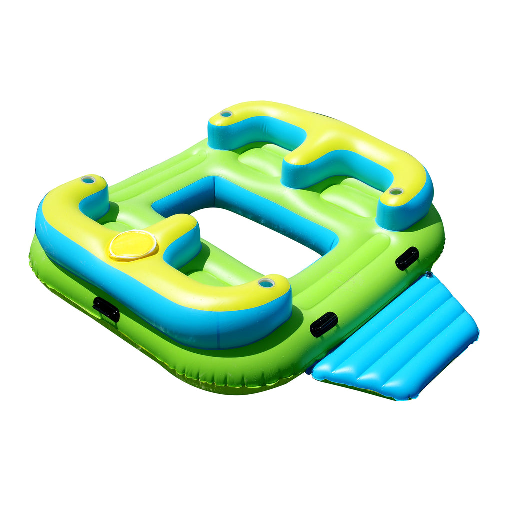 Inflatable Floating Island Lounge Raft with Cup Holders and Coolers - 4 Person G995930