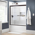 Bronze Semi-Frameless Sliding Bathtub Door with Clear Glass H84572