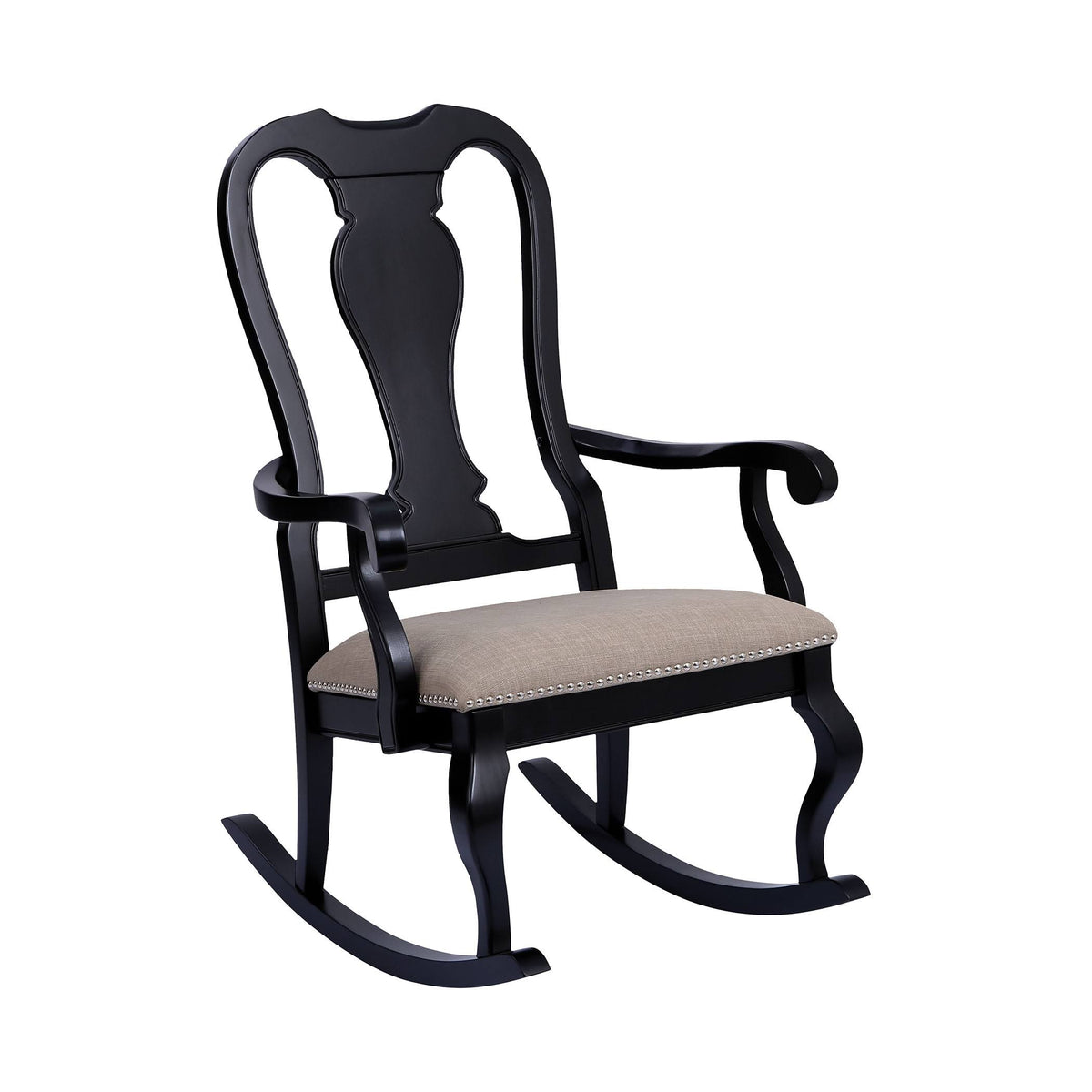 Black with Natural Linen Rocking Chair Z124