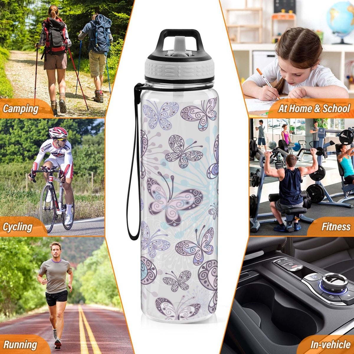 32oz Leakproof Tritan Sports Water Bottle with Straw Y62157
