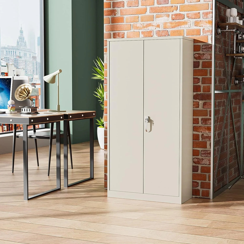 Black Metal Storage Cabinet with Locking Doors and Adjustable Shelves O92470