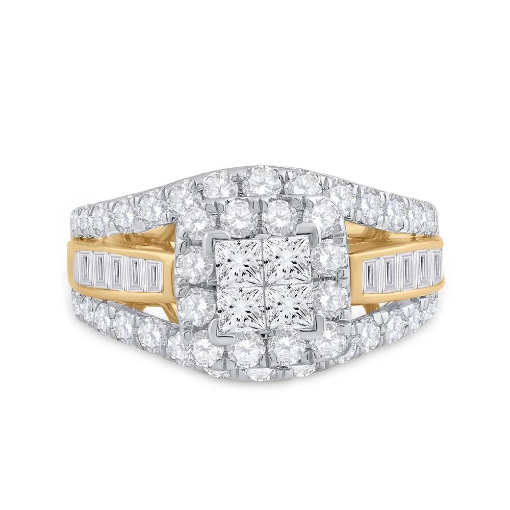 14kt Yellow Gold Princess Diamond Cluster Ring Size 6 U42946