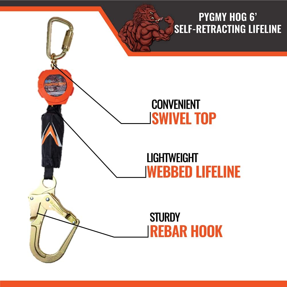11' Web Self Retracting Lifeline with Rebar Hook T901