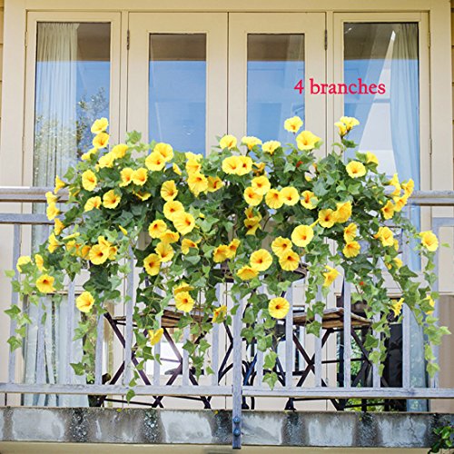 Artificial Morning Glory Trumpet Flower Vine Plastic Flower Bouquet Hanging Wall Strings M6382