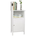 White Wooden Bathroom Floor Cabinet with Adjustable Shelf Z54714