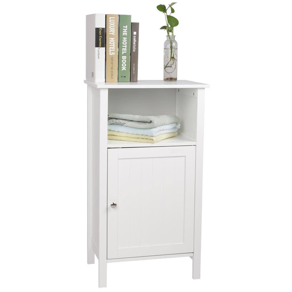 White Wooden Bathroom Floor Cabinet with Adjustable Shelf Z54714