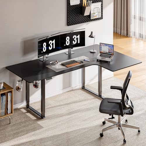 Electric Stand Up Desk Adjustable Height 71x43 Inches L Shaped A6183