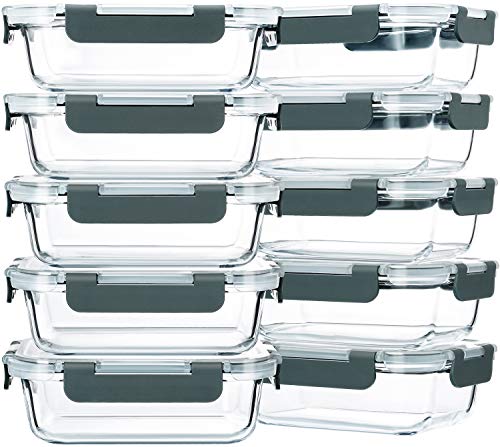 10-Pack 22 Oz Glass Meal Prep Containers with lids R507996