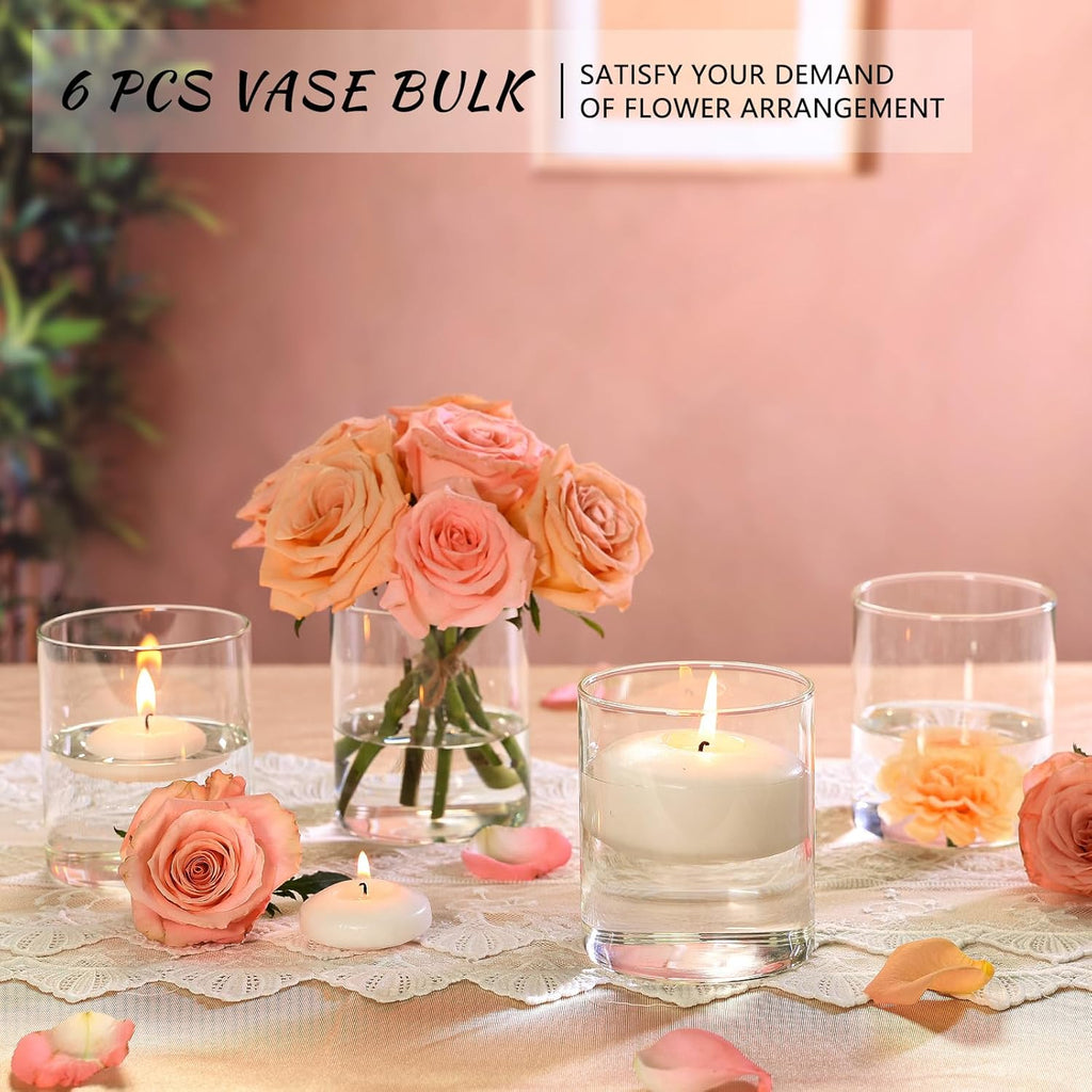 Glass Cylinder Vase Set of 6 Clear Glass Flower Vases Bulk L3877