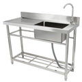 Stainless Steel Utility Sink, 1 Compartment Free Standing Small Sink with Workbench Faucet and Legs, 39.4 x 19.1 x 37.4 in Commercial Single Bowl Sink B852