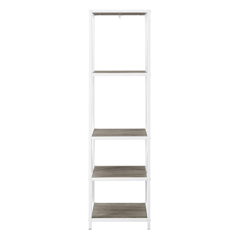 4-Shelf Bookcase Gray Wash White Metal V3413