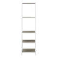 4-Shelf Bookcase Gray Wash White Metal V3413