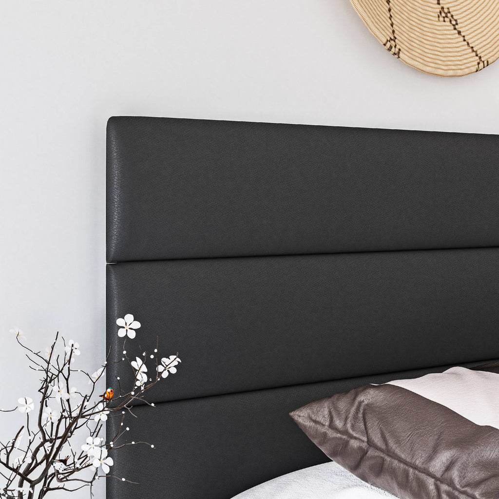 Black Faux Leather Twin Platform Bed Frame D7776