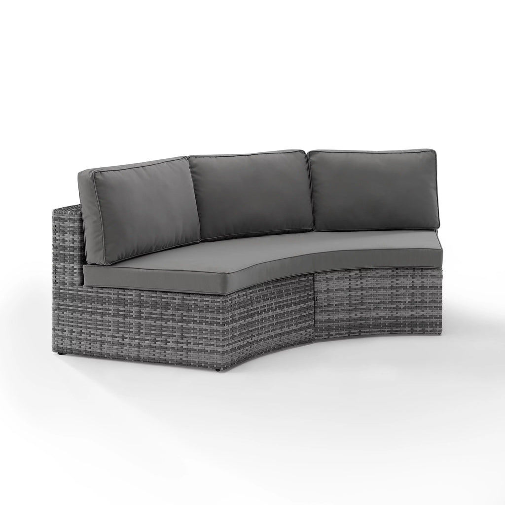 Gray Wicker Curved Patio Sectional Sofa R51802
