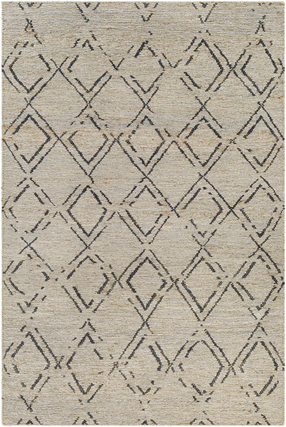 Black Gray 2' x 3' Jute Area Rug X240620