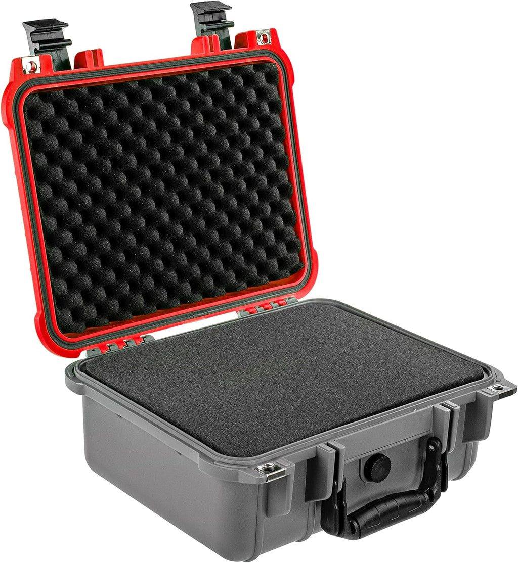 Dual Red Gray Waterproof Shockproof Camera Case Dry Box with Foam Pack of 2 U8001