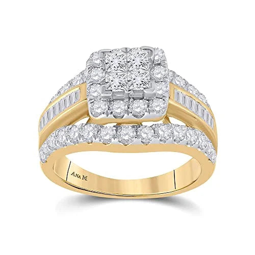 14kt Yellow Gold Princess Diamond Cluster Ring Size 6 U42946